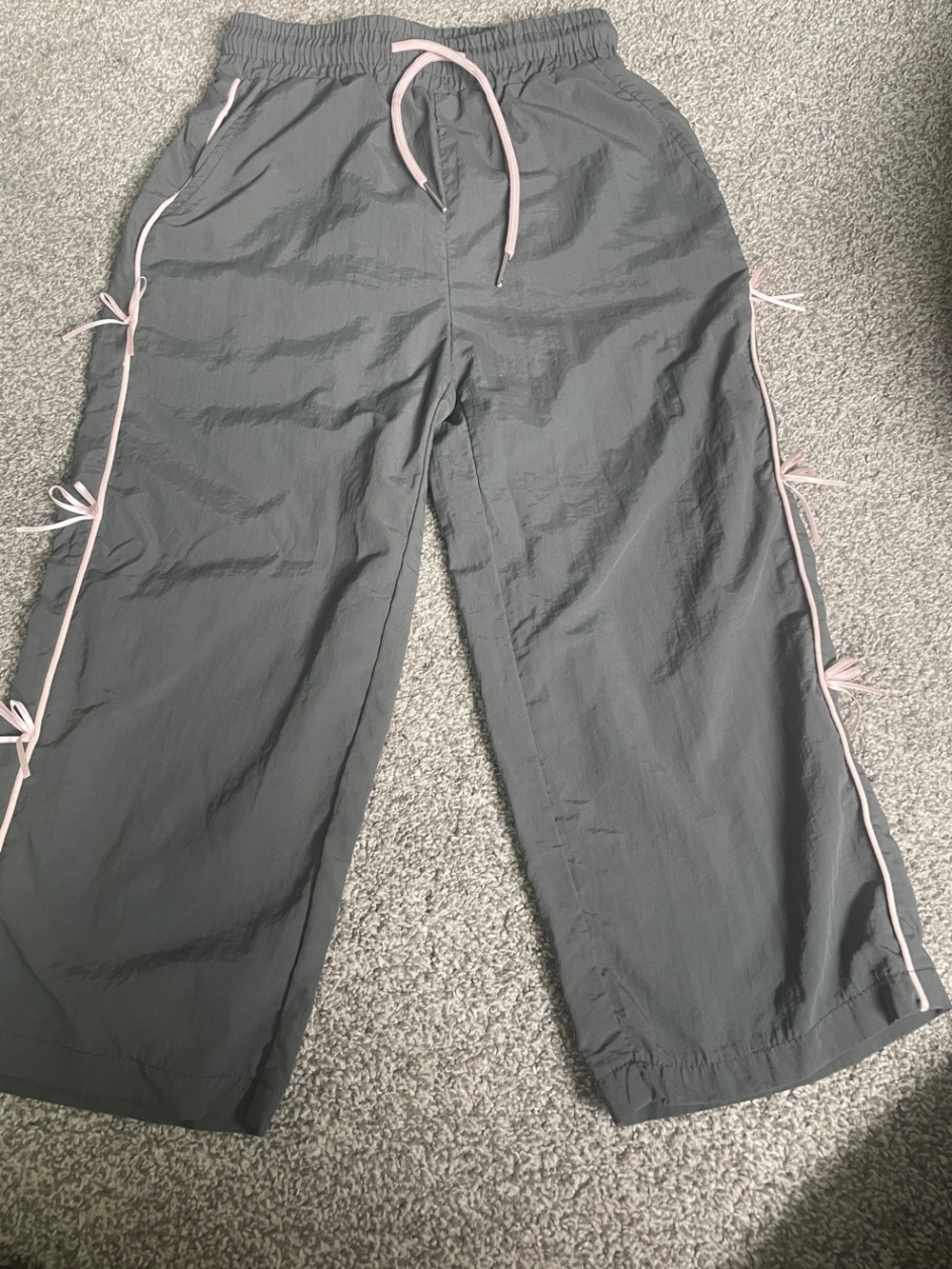 Target Gray Wide-Leg Joggers with Pink Trim